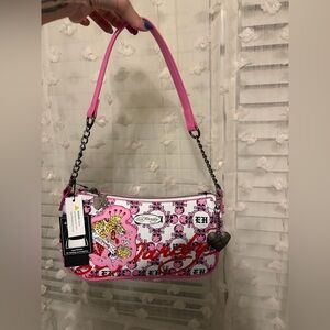 Ed Hardy Pink and White Skull bag